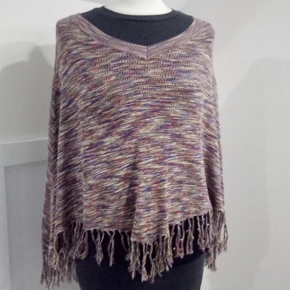 Forever 21 Global Boutique Fringe Bottom Colorful Poncho